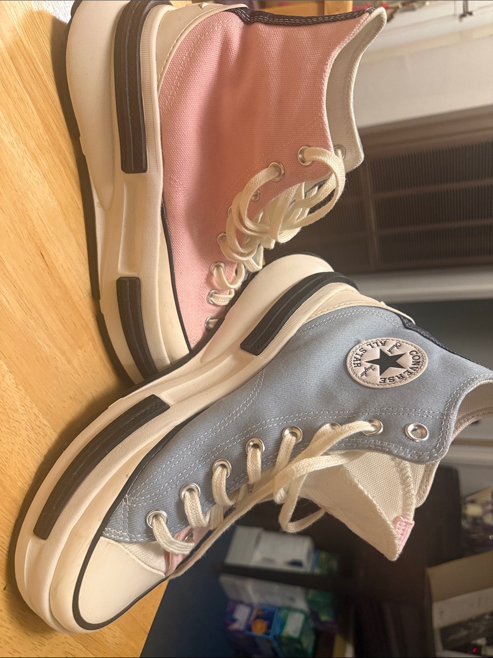 Converse High Top Platform Sneakers in Pink & Light Blue